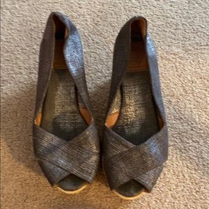 Peep toe wedge by Tory Burch